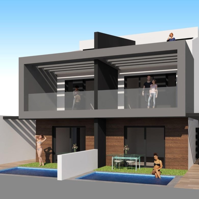 Modern Semi-Detached Villas with Private Pool Near the Sea in Santiago de la Ribera 2 1 69