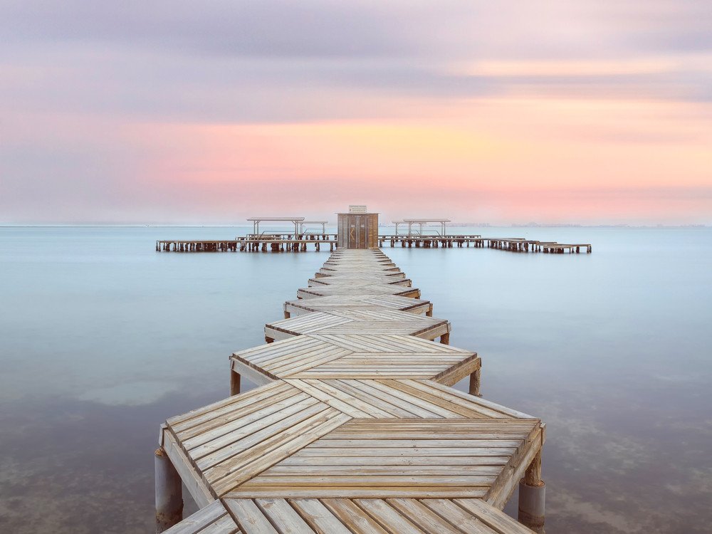 Wiew,Of,A,Wooden,Pier,In,Mar,Menor,Lagoon,,From