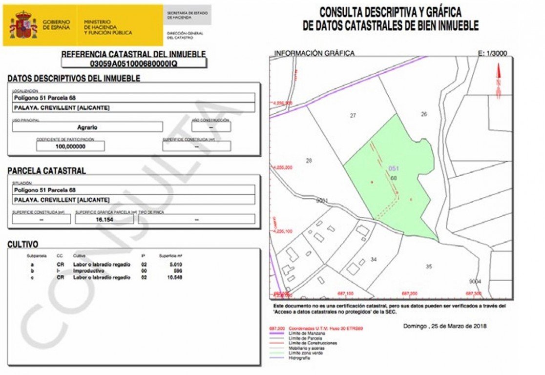 16,000 m² Land in Crevillent - Caza De Casa