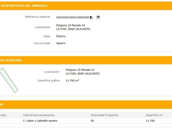 20,257 m² Land in Biar - Caza De Casa